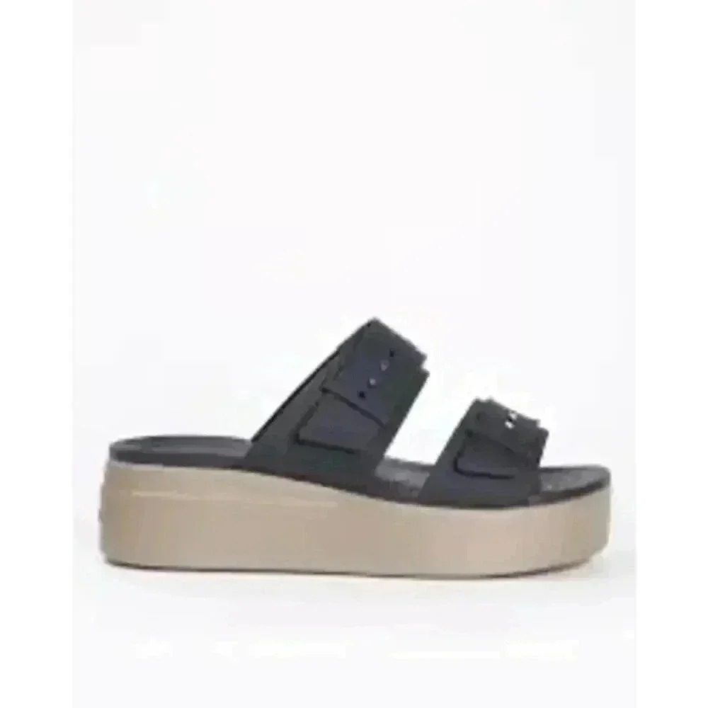 NWOT CROCS Brooklyn Low Wedge Sandal Women's Size 10 Black/Beige - Picture 8 of 8